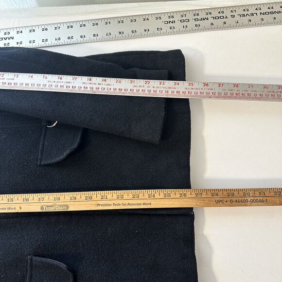 Fleet Street Womens Hooded Black Zip Up Coat Wool Blend Medium Jacket - Picture 5 of 16